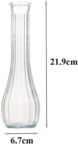 20CM Single Narrow Neck Stem Glass Vase - Hand Made Vertical Striped Decorative Bottle for Flowers Wedding Party Centerpiece Home Office Desk Decor in Saudi Arabia