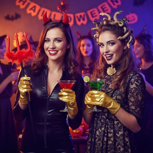 10 Pairs Metallic Costume Gloves, Shiny Gold Princess Evening Stretch Dress Gloves, Halloween Cosplay Hand Accessories Short Glove for Party, Dance in Kuwait