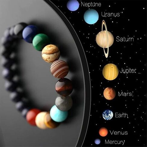 ATIMIGO 2 Pack Solar System Bracelet Universe Galaxy The Eight Planets Guardian Star Natural Stone Beads Bracelet Bangle Gifts for Women Men Girls in Kuwait