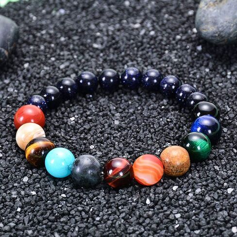 ATIMIGO 2 Pack Solar System Bracelet Universe Galaxy The Eight Planets Guardian Star Natural Stone Beads Bracelet Bangle Gifts for Women Men Girls in Kuwait
