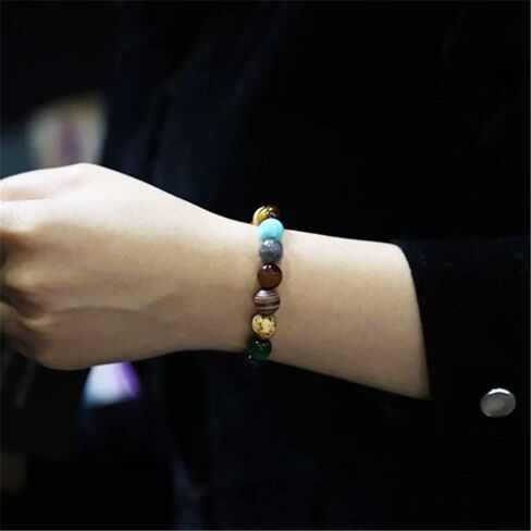 ATIMIGO 2 Pack Solar System Bracelet Universe Galaxy The Eight Planets Guardian Star Natural Stone Beads Bracelet Bangle Gifts for Women Men Girls in Kuwait