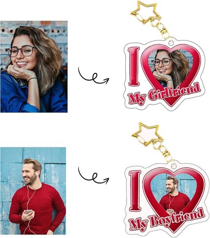 Custom Keychain I Love My Boyfriend Girlfriend Heart Keychain for Bf Gf Personalized Key Chain Ring Couple Gift in Saudi Arabia