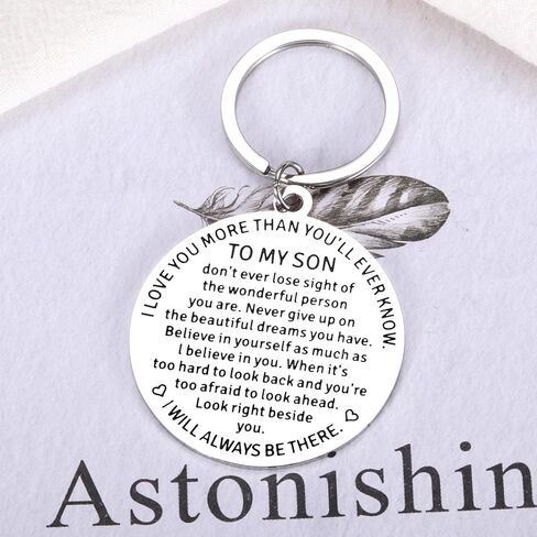 Delujouberst Easter Basket Stuffers for College Boys Sentimental Son Keychain from Mom Dad 16 18 Year Old Boy Gifts Birthday Graduation for Teenage Boys Easter Gift for Adult Son in Saudi Arabia