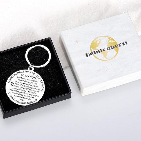 Delujouberst Easter Basket Stuffers for College Boys Sentimental Son Keychain from Mom Dad 16 18 Year Old Boy Gifts Birthday Graduation for Teenage Boys Easter Gift for Adult Son in Saudi Arabia
