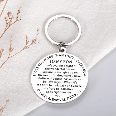 Delujouberst Easter Basket Stuffers for College Boys Sentimental Son Keychain from Mom Dad 16 18 Year Old Boy Gifts Birthday Graduation for Teenage Boys Easter Gift for Adult Son in Saudi Arabia