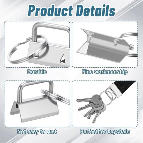 مجموعة أجهزة مفتاح فوب 50 قطعة، أجهزة حبل مفتاح فوب مقاس 1 بوصة مع أداة كماشة مفاتيح لسلسلة المفاتيح، وسوار معصم مع مستلزمات الأجهزة المشبك الدائري المقسم، سلسلة مفاتيح معصم in Kuwait