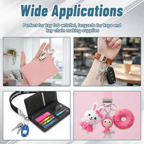 مجموعة أجهزة مفتاح فوب 50 قطعة، أجهزة حبل مفتاح فوب مقاس 1 بوصة مع أداة كماشة مفاتيح لسلسلة المفاتيح، وسوار معصم مع مستلزمات الأجهزة المشبك الدائري المقسم، سلسلة مفاتيح معصم in Kuwait