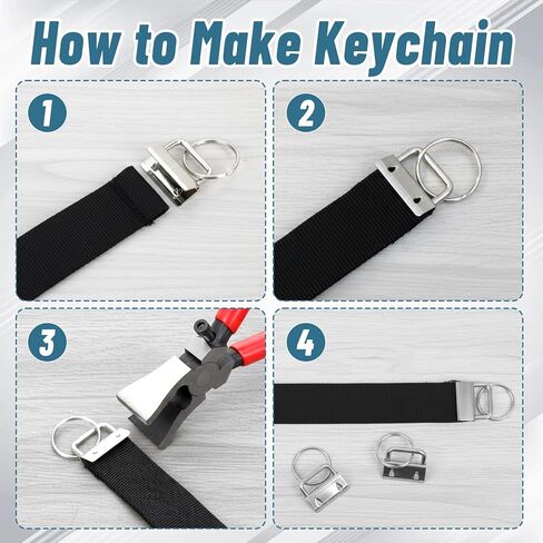 مجموعة أجهزة مفتاح فوب 50 قطعة، أجهزة حبل مفتاح فوب مقاس 1 بوصة مع أداة كماشة مفاتيح لسلسلة المفاتيح، وسوار معصم مع مستلزمات الأجهزة المشبك الدائري المقسم، سلسلة مفاتيح معصم in Kuwait
