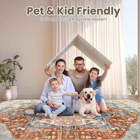 8x10 Washable Area Rugs - Stain & Water Resistant,Non-Slip,Pet & Child Friendly,Area Rugs Living Room,Perfect for Living Room, Bedroom,Kids Room, Nursery in Kuwait