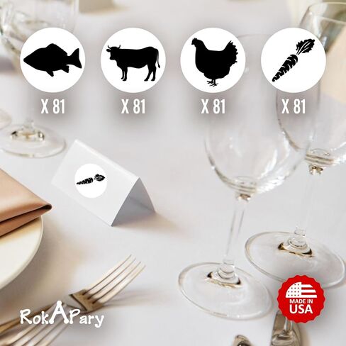 324 Meal Stickers for Events – Food Labels for Wedding, Receptions, Birthday, Baby Shower, Catering & Parties – Vegetarian, Chicken, and Beef Stickers – Easy Peel Labels for Meal Identification in Saudi Arabia