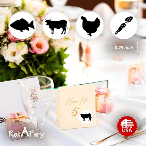 324 Meal Stickers for Events – Food Labels for Wedding, Receptions, Birthday, Baby Shower, Catering & Parties – Vegetarian, Chicken, and Beef Stickers – Easy Peel Labels for Meal Identification in Saudi Arabia