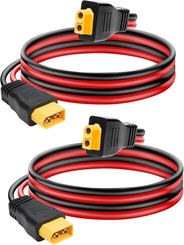 Ansoufien 10AWG XT60 كابل تمديد 2FT 2 قطعة، كابل XT60 مع موصل ذكر إلى أنثى لمحطة الطاقة المحمولة لوحة شمسية RC بطارية in Kuwait