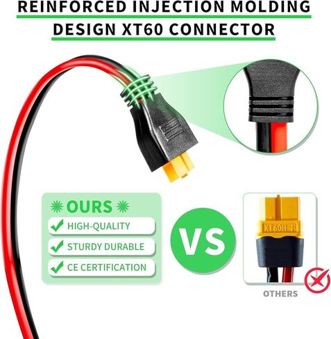 Ansoufien 10AWG XT60 كابل تمديد 2FT 2 قطعة، كابل XT60 مع موصل ذكر إلى أنثى لمحطة الطاقة المحمولة لوحة شمسية RC بطارية in Kuwait