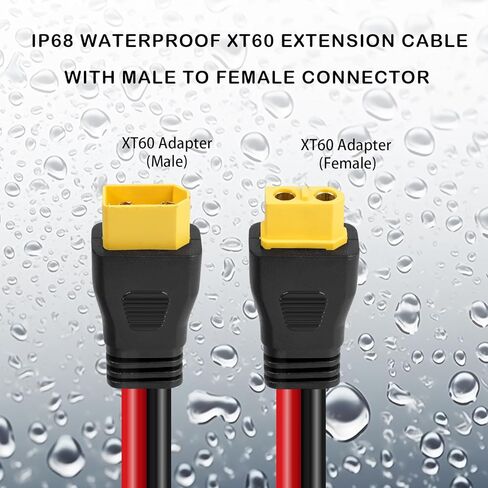 Ansoufien 10AWG XT60 كابل تمديد 2FT 2 قطعة، كابل XT60 مع موصل ذكر إلى أنثى لمحطة الطاقة المحمولة لوحة شمسية RC بطارية in Kuwait