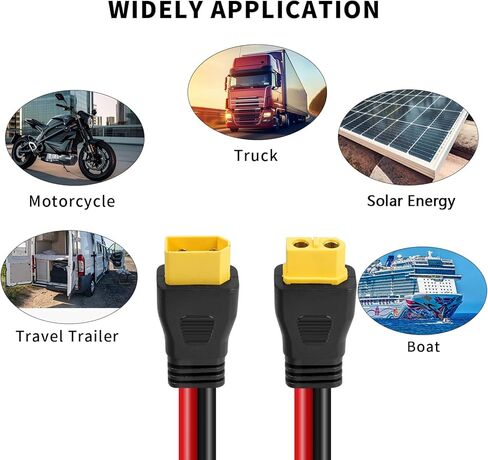 Ansoufien 10AWG XT60 كابل تمديد 2FT 2 قطعة، كابل XT60 مع موصل ذكر إلى أنثى لمحطة الطاقة المحمولة لوحة شمسية RC بطارية in Kuwait