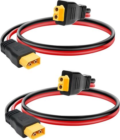 Ansoufien 10AWG XT60 كابل تمديد 2FT 2 قطعة، كابل XT60 مع موصل ذكر إلى أنثى لمحطة الطاقة المحمولة لوحة شمسية RC بطارية in Kuwait