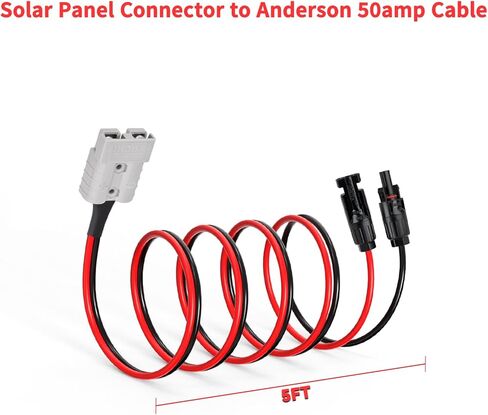 Solar to Anderson 50amp Connector, 10AWG Solar Panel Connector to Anderson SB50 Cable for Solar Panel Forklift RV Boat(5FT) in Saudi Arabia