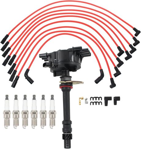 Ignition Distributor and Platinum Spark Plugs & Wires set for Chevy GMC 4.3L V6 Silverado Sierra Savana Silverado Express Sonoma S10 Blazer Astro Jimmy K1500 C1500 in Kuwait