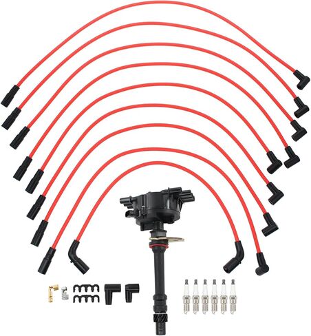 Ignition Distributor and Platinum Spark Plugs & Wires set for Chevy GMC 4.3L V6 Silverado Sierra Savana Silverado Express Sonoma S10 Blazer Astro Jimmy K1500 C1500 in Kuwait
