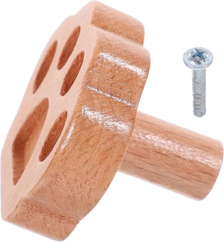 Solid Beech Wood Animal Cabinet Door Knobs Decorative Drawer Pulls with Screws for Nursery Room Furniture in Kuwait