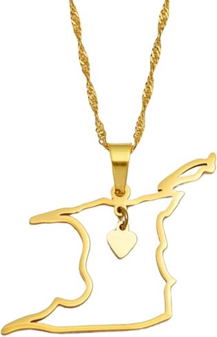 14k Yellow Gold Heart Trinidad & Tobago Map Pendant Necklace for Women - Ethnic Trinidad Necklace Trinidad And Tobago Necklace Country Map Pendant Charm Jewelry Gifts for Women in Saudi Arabia