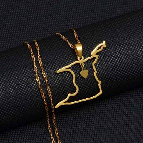 14k Yellow Gold Heart Trinidad & Tobago Map Pendant Necklace for Women - Ethnic Trinidad Necklace Trinidad And Tobago Necklace Country Map Pendant Charm Jewelry Gifts for Women in Saudi Arabia