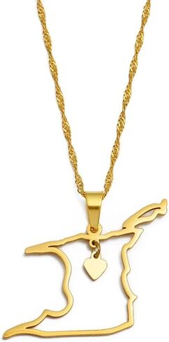 14k Yellow Gold Heart Trinidad & Tobago Map Pendant Necklace for Women - Ethnic Trinidad Necklace Trinidad And Tobago Necklace Country Map Pendant Charm Jewelry Gifts for Women in Saudi Arabia