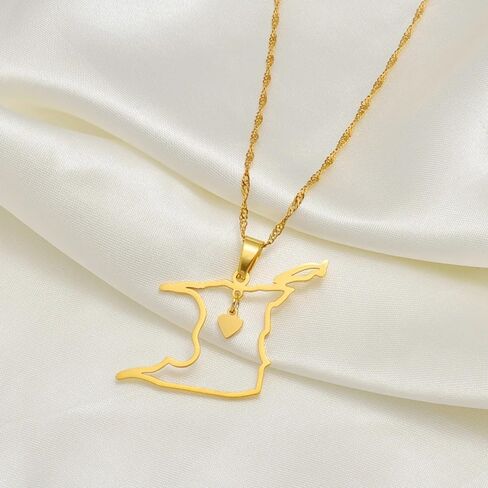 14k Yellow Gold Heart Trinidad & Tobago Map Pendant Necklace for Women - Ethnic Trinidad Necklace Trinidad And Tobago Necklace Country Map Pendant Charm Jewelry Gifts for Women in Saudi Arabia