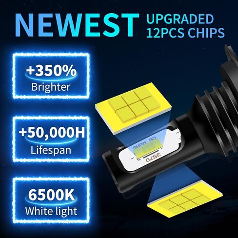 متوافق مع Hyundai Tucson 2016 2017 2018 Hi/Lo Beam، H7 شعاع عالٍ وH7 شعاع منخفض، 6500K توصيل وتشغيل أبيض، مصابيح إضاءة الضباب (عبوة من 4) in Kuwait