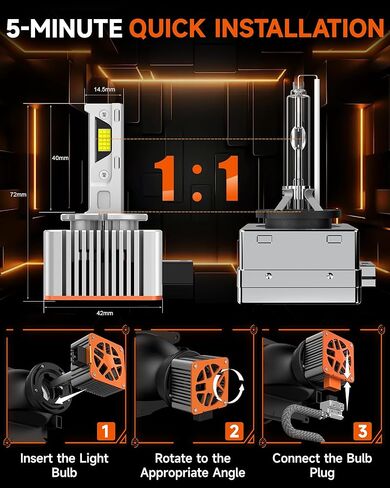 Fit for Benz 2008-2014 C350 C250 C300 C63 AMG ML350 ML550 GL550 2008-2012 E350 E550 E63 E-Class Xenon HID Light Replacement, 24000LM 600% Brightness D1S HID Bulbs, 6000K Cool White, Pack of 2 in Kuwait