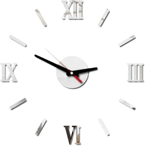 LIFKOME Frameless DIY 16 Inch Roman Numeral Wall Clock Silent 3D Acrylic Sticker Modern Home Decoration for Living Room Bedroom Office in Saudi Arabia