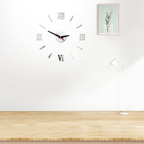 LIFKOME Frameless DIY 16 Inch Roman Numeral Wall Clock Silent 3D Acrylic Sticker Modern Home Decoration for Living Room Bedroom Office in Saudi Arabia