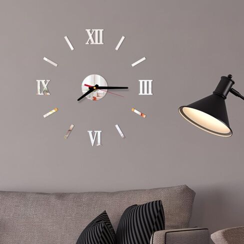 LIFKOME Frameless DIY 16 Inch Roman Numeral Wall Clock Silent 3D Acrylic Sticker Modern Home Decoration for Living Room Bedroom Office in Saudi Arabia