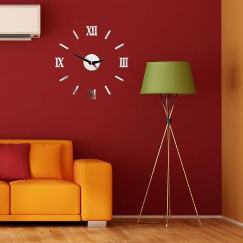 LIFKOME Frameless DIY 16 Inch Roman Numeral Wall Clock Silent 3D Acrylic Sticker Modern Home Decoration for Living Room Bedroom Office in Saudi Arabia