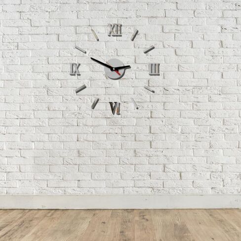 LIFKOME Frameless DIY 16 Inch Roman Numeral Wall Clock Silent 3D Acrylic Sticker Modern Home Decoration for Living Room Bedroom Office in Saudi Arabia