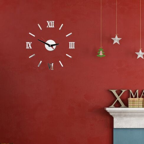 LIFKOME Frameless DIY 16 Inch Roman Numeral Wall Clock Silent 3D Acrylic Sticker Modern Home Decoration for Living Room Bedroom Office in Saudi Arabia