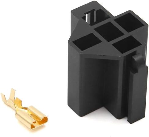 Unifizz 10Pcs 6.3mm 5 Pin Power Relay Socket Connector with 50 Terminals for Car, Truck, Boat, Manual Operation, Normally Open, Silver Contact, 12V DC, 10A, 24V DC Max Switching, Black, Gold in Saudi Arabia