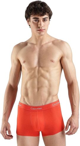 Calvin Klein Icon Cotton Stretch 3-Pack Low Rise Trunk - NB4389 (Grey/Dark Blue/Molten, Large) in Saudi Arabia