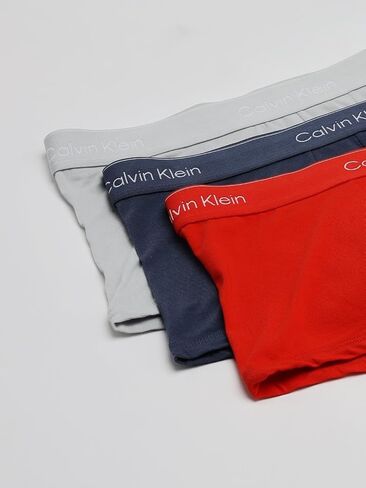 Calvin Klein Icon Cotton Stretch 3-Pack Low Rise Trunk - NB4389 (Grey/Dark Blue/Molten, Large) in Saudi Arabia