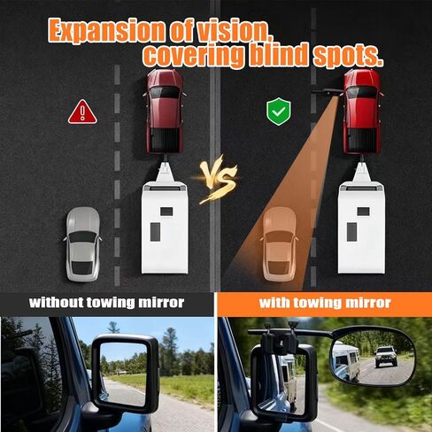 وصلات مرايا السحب بمشبك عالمي للقطر، رؤية خلفية قابلة للتعديل مقاومة للمطر للشاحنات والمقطورات، سهلة التركيب لشاحنة السيارة RV SUV، عبوتان in Kuwait