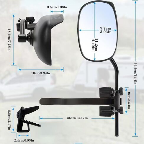 وصلات مرايا السحب بمشبك عالمي للقطر، رؤية خلفية قابلة للتعديل مقاومة للمطر للشاحنات والمقطورات، سهلة التركيب لشاحنة السيارة RV SUV، عبوتان in Kuwait