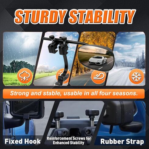 وصلات مرايا السحب بمشبك عالمي للقطر، رؤية خلفية قابلة للتعديل مقاومة للمطر للشاحنات والمقطورات، سهلة التركيب لشاحنة السيارة RV SUV، عبوتان in Kuwait