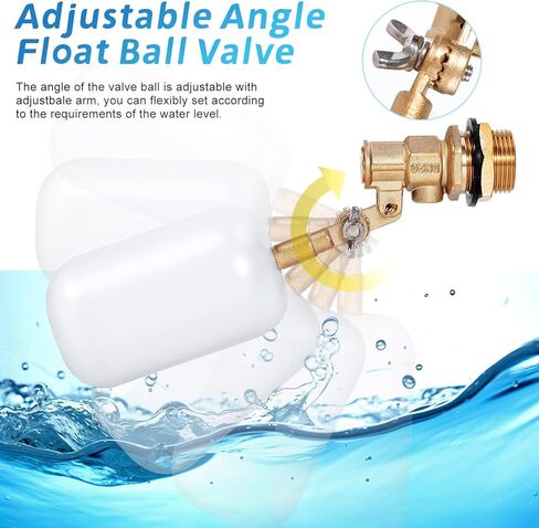 صمام تعويم 1/2 بوصة، صمام تعويم مياه نحاسي مع ذراع قابل للتعديل، صمام كرة تعويم ملء تلقائي وتحكم في مستوى المياه لحوض المياه والنوافير وخزان المياه والبرك والمسبح وأحواض السمك in Kuwait
