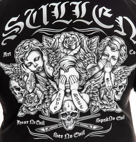 Sullen Men's See No Evil Cherubs Capsule Tattoo Lifestyle Graphic Premium Cotton Short Sleeve Tee in Saudi Arabia