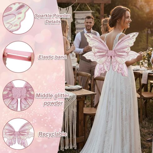 ALIBBON Large Fairy Wings for Adult Women 35"x25" Renaissance Fairy Costume Cosplay Accessories for Easter Halloween Party in Saudi Arabia