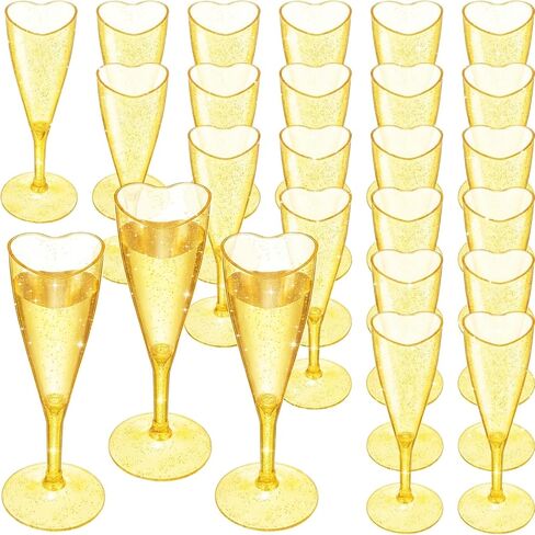 24 Pcs Heart Shaped Champagne Flutes Valentines Plastic Goblet Champagne Cups 4.4oz Disposable Champagne Glasses for Bachelorette Wedding Bridal Shower Party Valentines Day(Hot Pink) in Kuwait