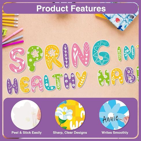 Spring Bulletin Board Decorations Set, Spring Into Healthy Habits Display, 74 Pcs Cardstock Cutouts with Borders Spring Bulletin Board Decorations Classroom School Office in Kuwait