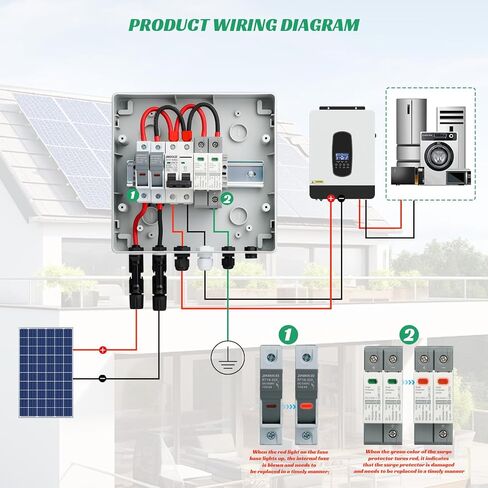 1 in 1 Out Solar Combiner Box,PV Combiner Box with 20A PV Fuse,DC 20A Circuit Breaker and Surge Protector,IP65 Solar Disconnect Switch Box for Indoor Outdoor Solar Panel System (1 in 1 Out 20A 1000V) in Saudi Arabia