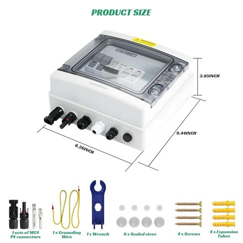 1 in 1 Out Solar Combiner Box,PV Combiner Box with 20A PV Fuse,DC 20A Circuit Breaker and Surge Protector,IP65 Solar Disconnect Switch Box for Indoor Outdoor Solar Panel System (1 in 1 Out 20A 1000V) in Saudi Arabia