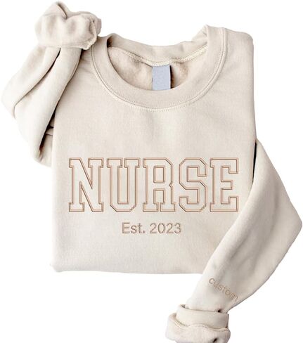 GODMERCH Custom Embroidered Nurse Sweatshirts, Custom Sweatshirt Design Your Own, Nurse Sweatshirts For Women, Nursing Sweatshirt, Gift Ideas For Nurses, Nurse Gifts For Women, Gifts For Nurses Day in Kuwait